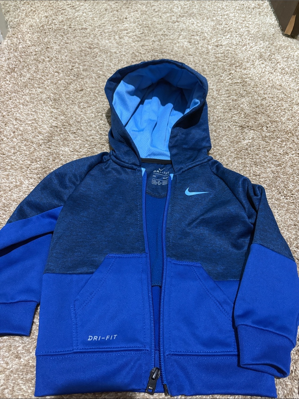 Nike Kids Blue Two-Tone Dri-FIT Hoodie Jacket